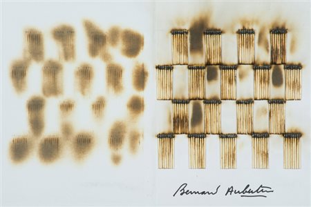 Bernard Aubertin Senza titolo Fiammiferi bruciati su libro d'Artista, cm....