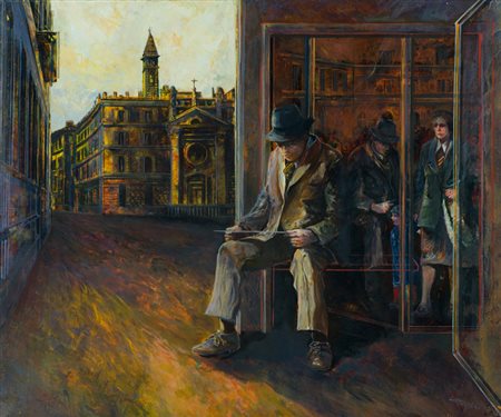Robert Carroll Piazza Farnese III Olio su tela, cm. 54x65 Firmato in basso a...