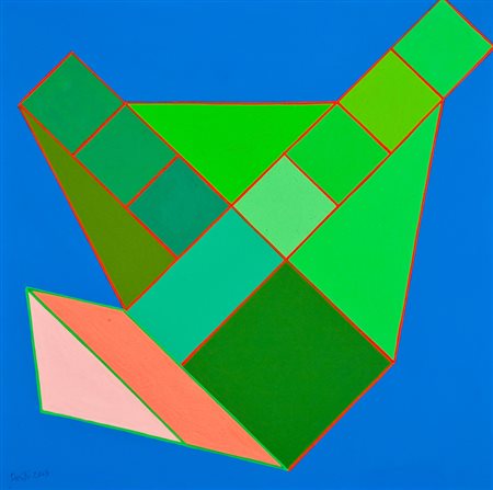 Achille Perilli Attenti al lupo, 2005 Tecnica mista su tela, cm. 50x50 Firma...