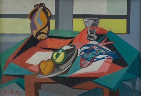 Ferdinando Chevrier Natura morta, 1948 Olio su faesite, cm. 51x73 Firmato in...