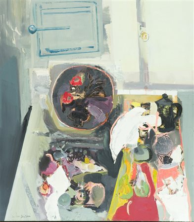 Cinzio Veneziani Natura morta Tecnica mista su tela, cm. 90x80 Firmato in...