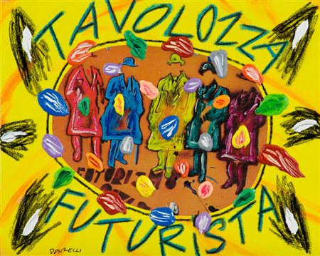 Bruno Donzelli Tavolozza futurista Tecnica mista su tela, cm. 40x50 Firmato...