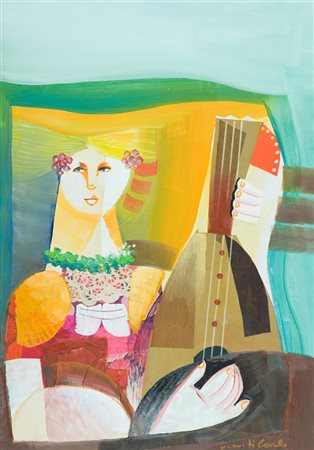 Vittorio Maria Di Carlo Musicante, 2012 Olio e collage su tela, cm. 70x50...