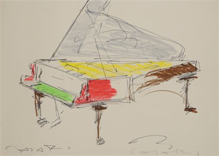 Giuseppe Chiari Pianoforte, 2005 Tecnica mista su cartoncino, cm. 50x70...