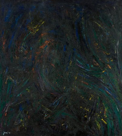 Corrado Zani Sera d'estate con girasoli, 2003 Olio su tela, cm. 105x95 Firma...