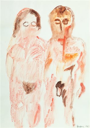 Venturino Venturi Adamo ed Eva, 1967 Tecnica mista su carta, cm. 70,5x51...