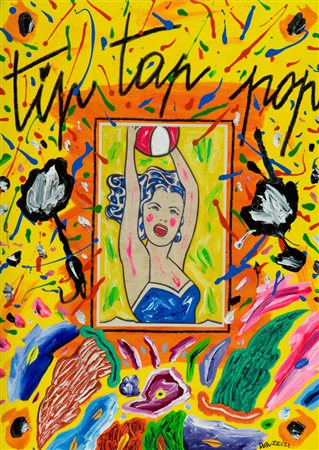 Bruno Donzelli Tip tap pop Tecnica mista su tela, cm. 70x50 Firmato in basso...