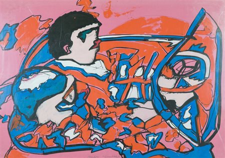 Ugo Nespolo Convertibile Tecnica mista su carta, cm. 70x100 Firma e titolo in...