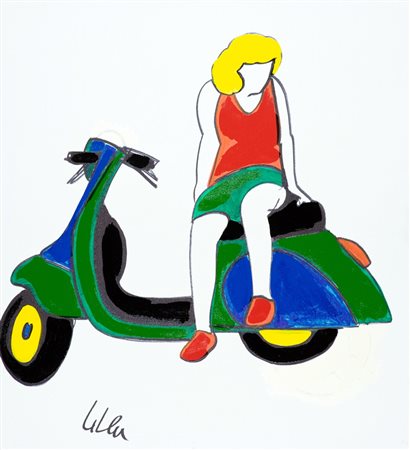 Marco Lodola Vespa Tecnica mista su tela, cm. 90x80 Firmato in basso a...