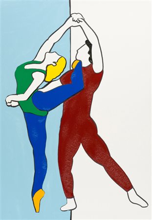 Marco Lodola Ballerini Smalti su tela, cm. 100x70 Firmato sul pianetto.