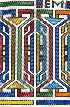 Ester Mahlangu Senza titolo Perle di vetro su tela, cm. 31x21 Siglato in alto...
