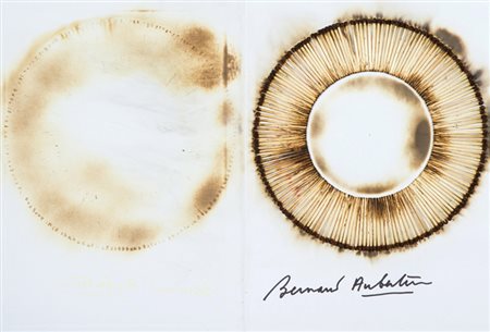 Bernard Aubertin Senza titolo Fiammiferi bruciati su libro d'Artista, cm....