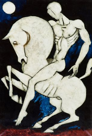 Bruno Landi Il cavaliere, 2001 Olio su tela, cm. 100x70 Firmato in basso a...