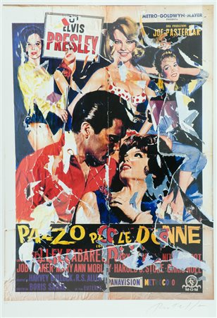 Mimmo Rotella Pazzo per le donne Multiplo decollage, cm. 100x70, es. P.A....