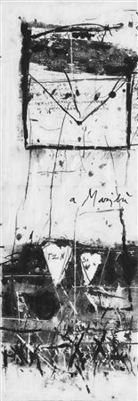 Giorgio Celiberti A Marilù Tecnica mista su carta applicata su tavola, cm....