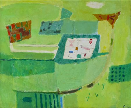 Enrico Paulucci Campagna Olio su tela, cm. 75x90 Firmato in basso a destra....