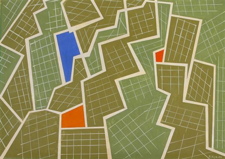 Mario Nigro Senza titolo, 1952 Tempera su tavola, cm. 88x122 Firma e data in...