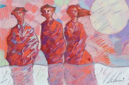 Giampaolo Talani Tre ombre rosse, 2012 Tecnica mista su cartone, cm. 33,5x50...