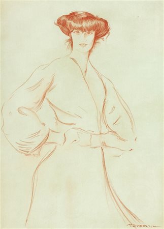 Marcello Dudovich Figura femminile Tecnica mista su carta, cm. 67x49 Firmato...