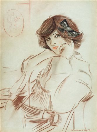 Marcello Dudovich Figura femminile Tecnica mista su carta, cm. 67x49 Firmato...