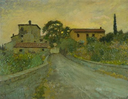 Carlo Passigli Paesaggio Olio su tavola, cm. 29x38 Firmato in basso a destra.