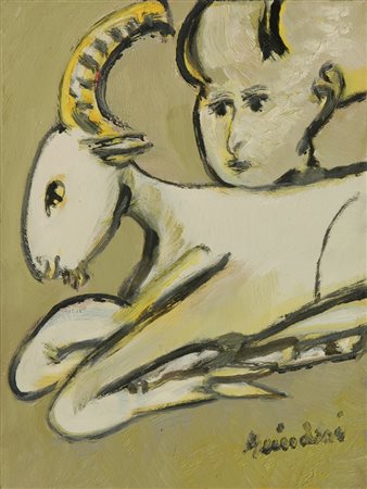 Remo Brindisi Pastorale Olio su tela, cm. 40x30 Firmato in basso a destra....