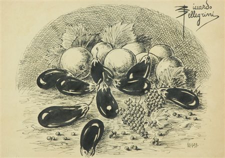 Riccardo Pellegrini Studio di natura morta, 1898 China su carta, cm. 25x35...