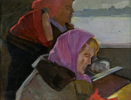 Anonimo Russo Figure Olio su cartone, cm. 44x57