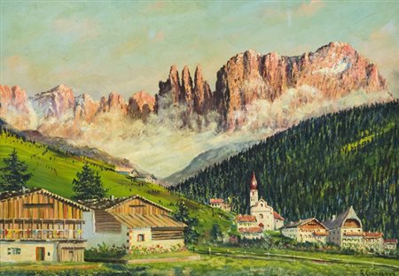 Athos Casarini Paesaggio montano Olio su tavola, cm. 34,5x49,5 Firmato in...