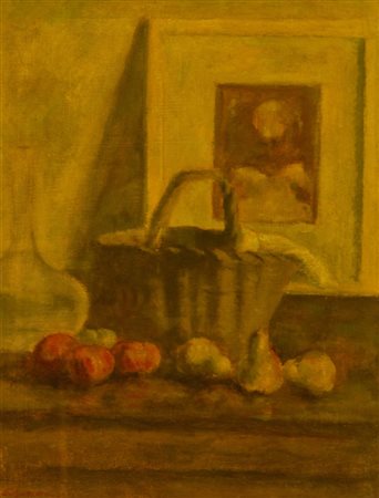 Pietro Bugiani Natura morta Olio su tela, cm. 65x51 Firmato in basso a sinistra.