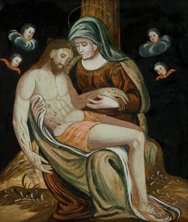 Anonimo del '600 La passione Olio su tavola, cm. 55,5x46,5