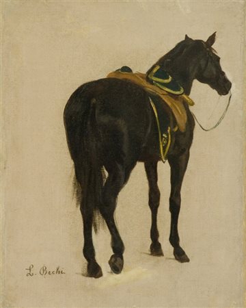 Luigi Bechi Cavallo Olio su tela, cm. 37x29 La tela presenta cenni di...
