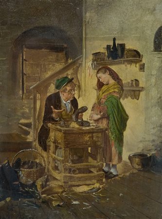 Antonio Rotta Calzolaio Olio su tavola, cm. 18x13,5 La tavola presenta lievi...