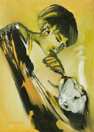 Remo Brindisi Atterramento, 1971/1984 Olio su tela, cm. 70x50 Firmato in...