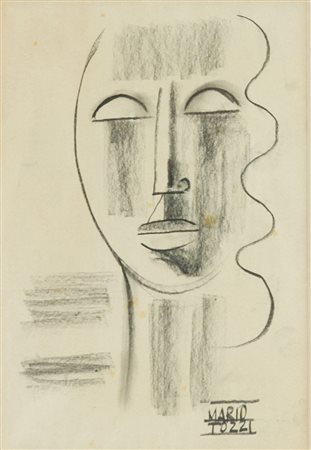 Mario Tozzi Volto Carboncino su carta, cm. 30x21 Firmato in basso a destra....