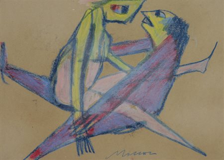 Mino Maccari Altalena Pastello su cartone, cm. 35,5x49,5 Firmato in basso al...