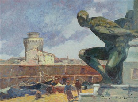 Carlo Domenici Il Vecchio Moro Olio su tavola, cm. 45x60 Firmato in basso a...