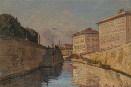 Gino Romiti Livorno, 1925 Olio su tavola, cm. 20,5x31 Firma e data in basso a...