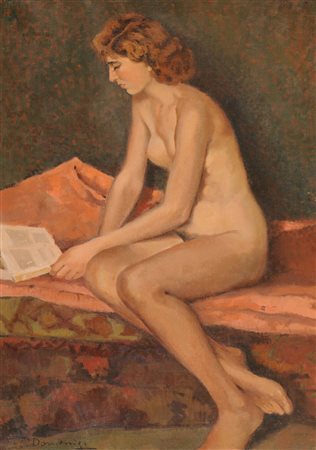 Carlo Domenici Nudo (Pagina interessante), 1938 Olio su tela, cm. 100x70...