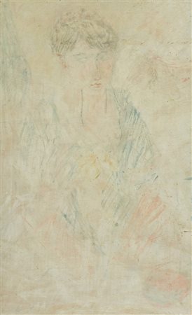 Pio Semeghini Figura femminile Tecnica mista su tavola, cm. 53,5x33 Sul...