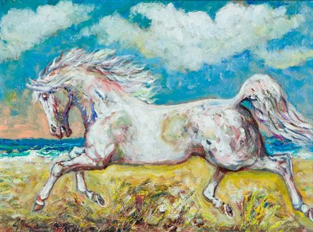 Giovan Franceso Gonzaga Il corsiero bianco, 1999 Olio su tela, cm. 30x40...