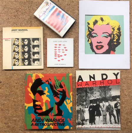 ANDY WARHOL - Lotto unico di 5 cataloghi e una videoccassetta:
