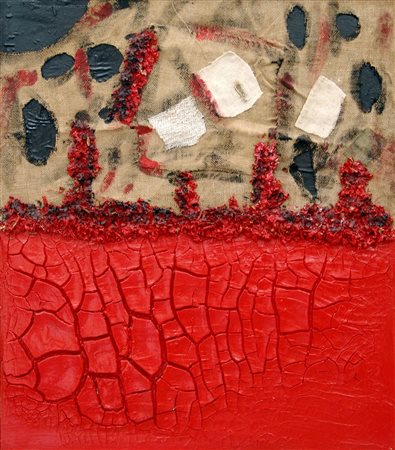 ANGELA CACCIAMANI, Cretto rosso e sacco, 2007