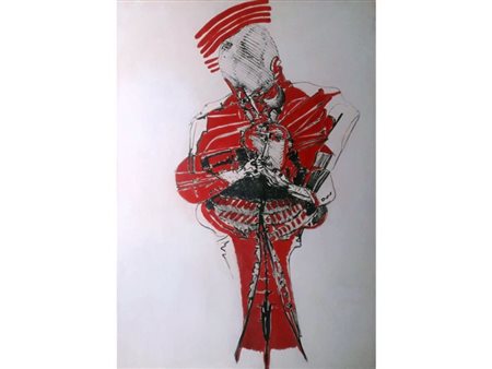 BRINDISI REMO Roma (Roma) 1918 Figura 1970 Tempera su carta intelata su base...