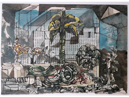 PIGNATELLI ERCOLE Lecce (Le) 1935 Senza titolo Mista su cartoncino 17,00x24,00