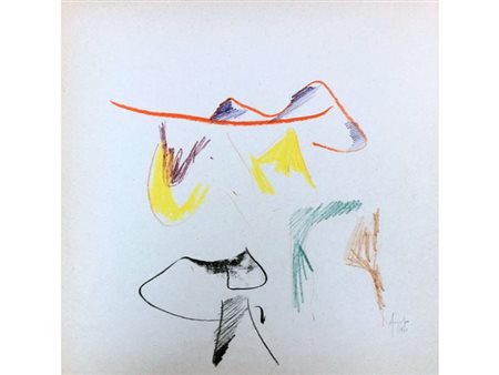 DANGELO SERGIO Milano (Mi) 1932 Composizione 1960 Pastello su carta 25,00x25,00