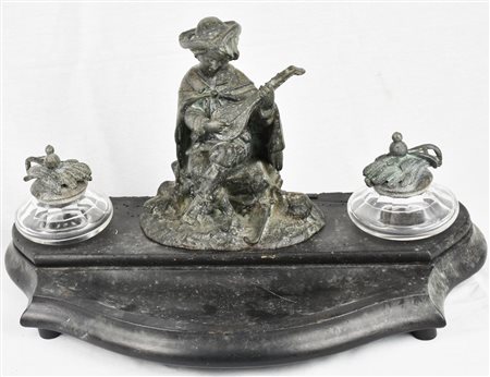 CALAMAIO IN LEGNO ebanizzato e antimonio Francia fine XIX secolo cm 40x22x22...