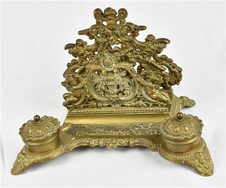 CAMAMAIO IN BRONZO con porta lettere Inghilterra, fine XIX secolo cm 32x20x20