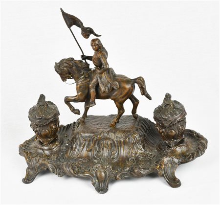 CALAMAIO IN ANTIMONIO raffigurante Giovanna d?Arco a cavallo celebre scultura...