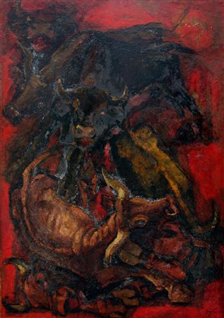 LORENZO GIGLI, Lucha de bufalos y ganado, 1959